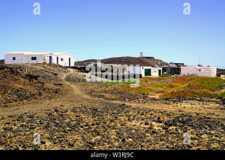 Das Fischerdorf von El Puertito auf der Isla de Lobos in Fuerteventura, Spanien Stockfoto