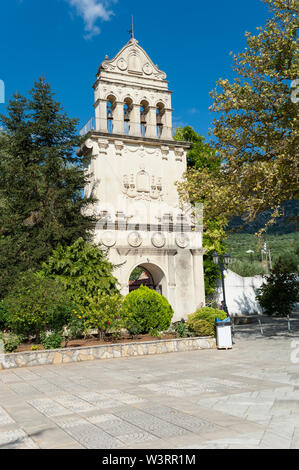 Glockenturm des Klosters Agios Gerasimos, Kefalonia, Ionische Inseln, Griechenland, Europa Stockfoto