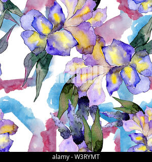 Blumenstrauß Blumen botanischen Blumen. Aquarell Hintergrund Abbildung. Nahtlose Muster. Stockfoto