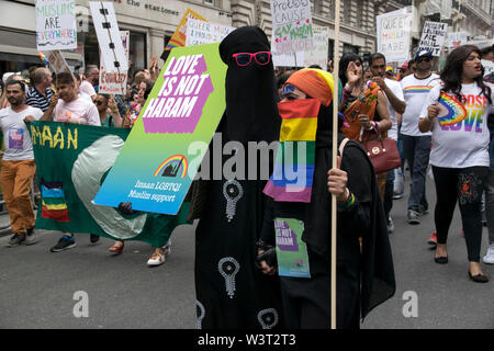 Religıous Gruppe marschieren in LGBT London 2019 Stockfoto