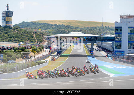 Moto GP Rennen starten Jerez de la Frontera, Spanien 2019. Vierte Station des Wettbewerbs. Stockfoto