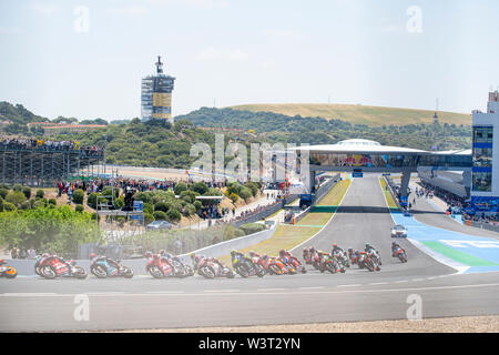 Moto GP Rennen starten Jerez de la Frontera, Spanien 2019. Vierte Station des Wettbewerbs. Stockfoto
