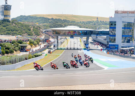 Moto GP Rennen starten Jerez de la Frontera, Spanien 2019. Vierte Station des Wettbewerbs. Stockfoto