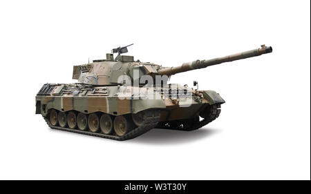 Militärische tank Seitenansicht isoliert auf weißem Stockfoto