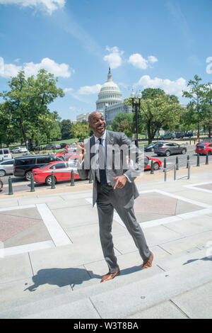 Washington  DC, July 17, 2019, USA: Retired NBA Star, John Salley arrives at the annual PETA (People for the Ethical Treatment of Animals) Veggie dog Stockfoto