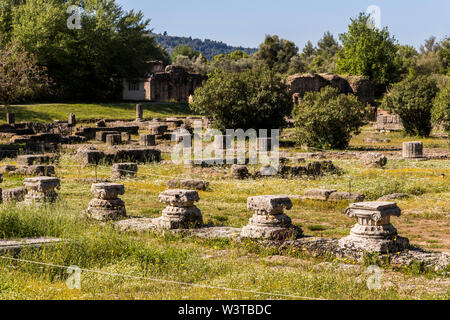 Olympia, Griechenland. Die Leonidaion, alte Unterkunft für Athleten die Teilnahme an den Olympischen Spielen Stockfoto