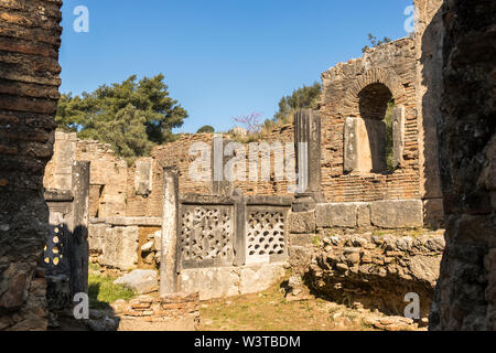 Olympia, Griechenland. Die frühen christlichen Kirche und alte Werkstatt des griechischen Bildhauers Phidias, wo die Statue des Zeus erstellt wurde. Stockfoto