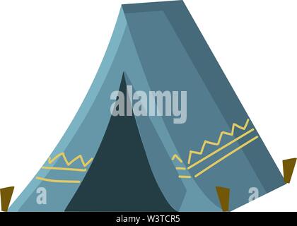 Einem blauen camping Zelt, Vector, Farbe, Zeichnung oder Abbildung. Stock Vektor