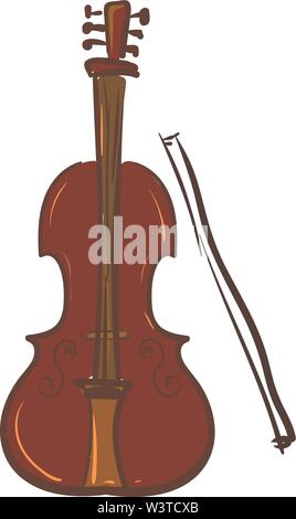 Einen großen braunen cello Instrument, Vector, Farbe, Zeichnung oder Abbildung. Stock Vektor