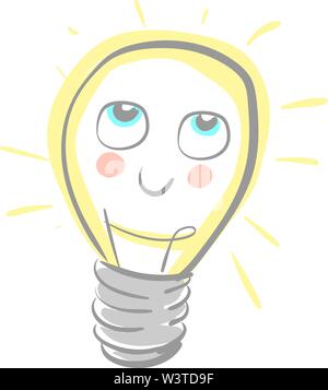 Eine Karikatur eines süßen leuchtende Lampe mit rosigen Wangen, Vector, Farbe, Zeichnung oder Abbildung. Stock Vektor