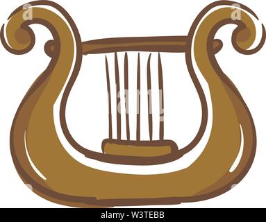 Eine braune Harfe Musikinstrument, Vector, Farbe, Zeichnung oder Abbildung. Stock Vektor