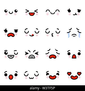 Icon Set von emoji Emoticons mit unterschiedlichen Emotionen. Vector Illustration Stock Vektor