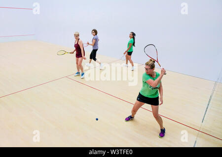 Frauen-, Doppel-, Squash, Spiel, Spiel, Stockfoto