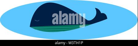 Ein großer Wal in ein tiefes Meer, Vector, Farbe, Zeichnung oder Abbildung. Stock Vektor
