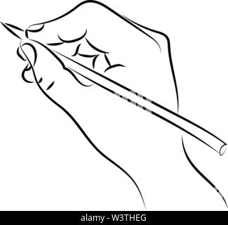 Hand mit einem Bleistift, Illustration, Vektor auf weißem Hintergrund. Stock Vektor