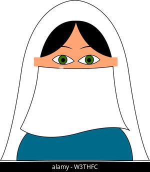 Muslimische Frau, Illustration, Vektor auf weißem Hintergrund. Stock Vektor