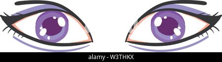 Grosse violette Augen, Illustration, Vektor auf weißem Hintergrund. Stock Vektor