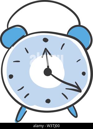 Blauer Alarm Clock, Illustration, Vektor auf weißem Hintergrund. Stock Vektor