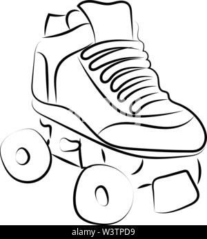 Roller Skate Skizze, Illustration, Vektor auf weißem Hintergrund. Stock Vektor