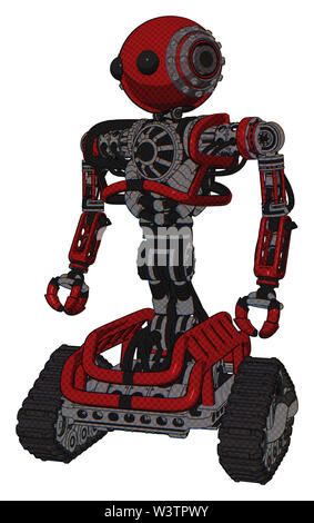 Cyborg Elemente enthalten: Oval breiter Kopf, beady schwarze Augen, Steampunk Bügeleisen Bands mit Schrauben, schwere obere Brust, keine Brust plating, Tank Titel. Stockfoto