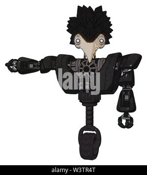 Automat mit Elementen: Vogel Schädel Kopf, weißen Augäpfeln, Krähe Feder Design, schwere obere Brust, schwere mech Brust, Einrad Rad. Material:... Stockfoto