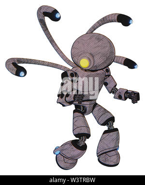 Android, die Elemente enthalten: gelb Cyclops dome Kopf, Brust, Prototyp exoshielding exoplate Brust, blue-eye cam Kabel Tentakel, Licht Bein... Stockfoto