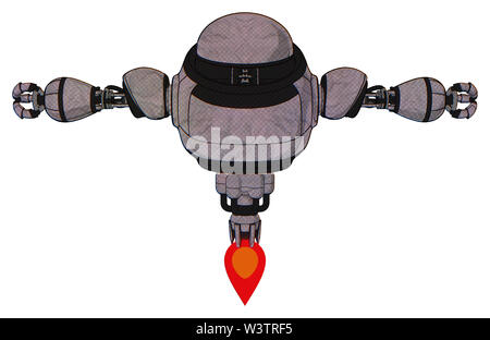 Android, die Elemente enthalten: Kuppel Kopf, schwere obere Brust, Jet Propulsion. Material: dunkle Skizze. Situation: t-Pose. Stockfoto
