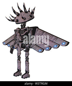 Mech Elemente enthalten: schwarze und weiße Anemone dome Kopf, Brust, exoshielding Cherubs Flügel Design, keine Brust Verchromen, ultralight Fuß ... Stockfoto