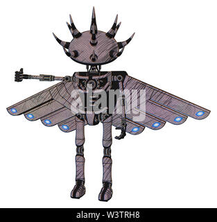 Mech Elemente enthalten: schwarze und weiße Anemone dome Kopf, Brust, exoshielding Cherubs Flügel Design, keine Brust Verchromen, ultralight Fuß ... Stockfoto