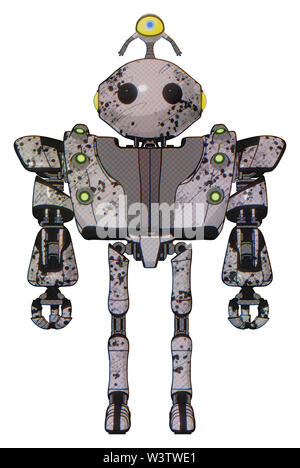 Cyborg Elemente enthalten: Oval breiter Kopf, beady schwarze Augen, Minibot Ornament, schwere obere Brust, schwere mech Brust, grünes Kabel steckdosen Array,... Stockfoto