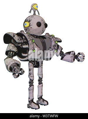 Cyborg Elemente enthalten: Oval breiter Kopf, beady schwarze Augen, Minibot Ornament, schwere obere Brust, schwere mech Brust, grünes Kabel steckdosen Array,... Stockfoto