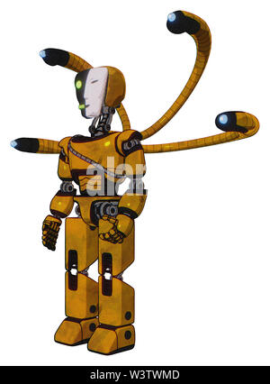 Mech Elemente enthalten: humanoid Gesichtsmaske, zwei-face schwarz weisse Maske, Licht Brust exoshielding, Kabel-Schärpe, blue-eye cam Kabel Tentakeln,... Stockfoto