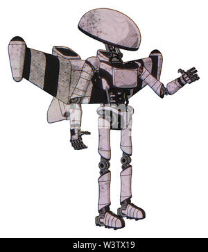 Bot, die Elemente enthalten: Kuppel Kopf, Brust Brust exosuit exoshielding, Ultraleicht, stellar Düsentragflächen Rocket Pack, ultralight Fuß exosuit. Stockfoto