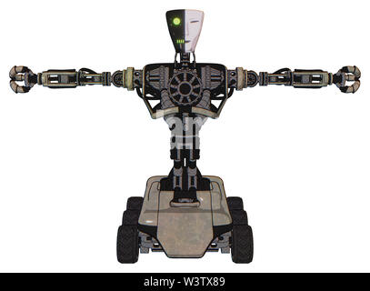 Mech Elemente enthalten: humanoid Gesichtsmaske, zwei-face schwarz weisse Maske, schwere obere Brust, keine Brust Beschichtung, 6-wheeler. Material: Grunge... Stockfoto