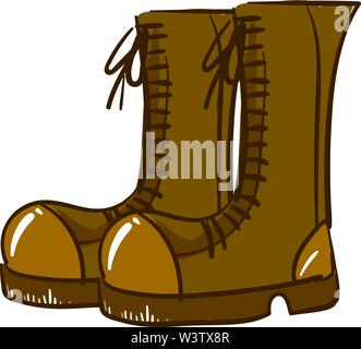 Ein Paar braune Stiefel, Illustration, Vektor auf weißem Hintergrund. Stock Vektor