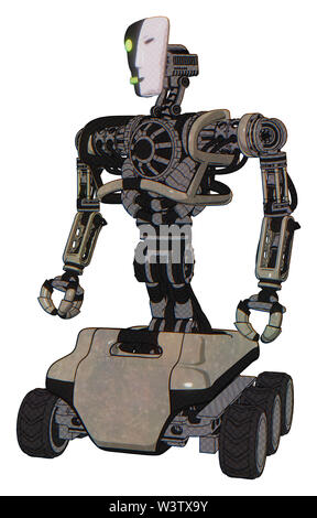 Mech Elemente enthalten: humanoid Gesichtsmaske, zwei-face schwarz weisse Maske, schwere obere Brust, keine Brust Beschichtung, 6-wheeler. Material: Grunge... Stockfoto