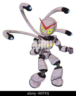 Cyborg Elemente enthalten: grau Alien style Kopf, gelbe Augen mit blauen Schüler, Licht Brust exoshielding, gelb Brust leuchten, blue-eye cam Kabel... Stockfoto