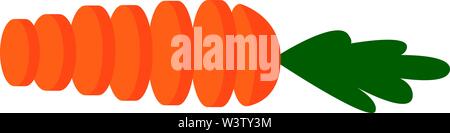 Karotte in Scheiben geschnitten, Illustration, Vektor auf weißem Hintergrund. Stock Vektor