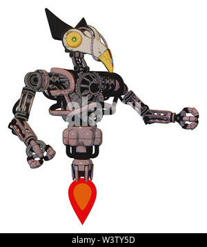 Roboter, die Elemente enthalten: Vogel Schädel Kopf, Messing steampunk Augen, robobeak Design, schwere obere Brust, keine Brust Verchromen, Jet Propulsion. Material:... Stockfoto