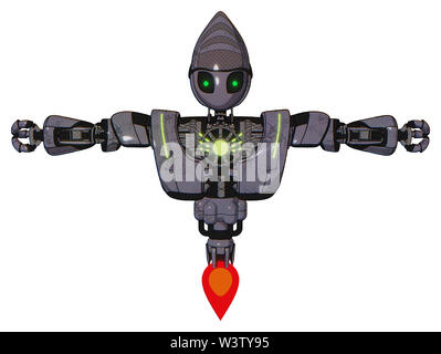 Mech Elemente enthalten: grau Alien style Kopf, Grün inset Augen, schwere obere Brust, schwere mech Brust, Green Energy Core, Jet Propulsion. Material:. Stockfoto