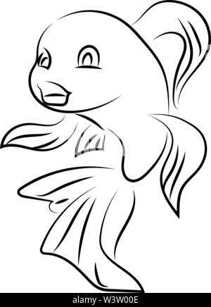 Fisch im Wasser Zeichnen, Illustration, Vektor auf weißem Hintergrund. Stock Vektor