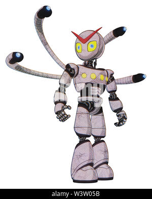 Cyborg Elemente enthalten: grau Alien style Kopf, gelbe Augen mit blauen Schüler, Licht Brust exoshielding, gelb Brust leuchten, blue-eye cam Kabel... Stockfoto