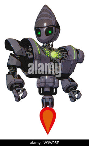 Mech Elemente enthalten: grau Alien style Kopf, Grün inset Augen, schwere obere Brust, schwere mech Brust, Green Energy Core, Jet Propulsion. Material:. Stockfoto