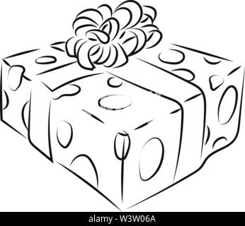 Großes Geschenk Zeichnung, Illustration, Vektor auf weißem Hintergrund. Stock Vektor