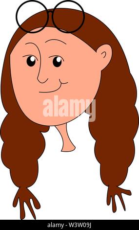 Mädchen mit galsses, Illustration, Vektor auf weißem Hintergrund Stock Vektor