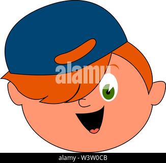 Junge mit blauen Deckel, Illustration, Vektor auf weißem Hintergrund Stock Vektor