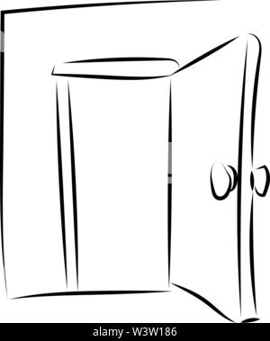 Tür öffnen, Zeichnung, Illustration Vektor auf weißem Hintergrund Stock Vektor