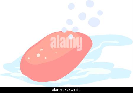 Rosa Seife und Wasser, Illustration, Vektor auf weißem Hintergrund Stock Vektor