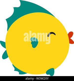 Gelber Fisch, Illustration Cute, Vektor auf weißem Hintergrund Stock Vektor