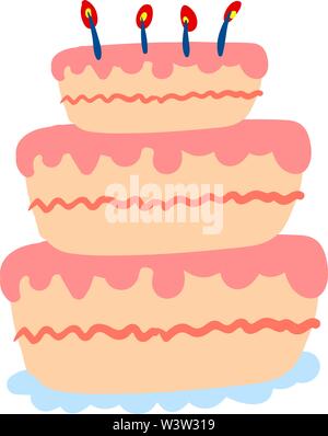 Rosa, Kuchen, Illustration, Vektor auf weißem Hintergrund. Stock Vektor